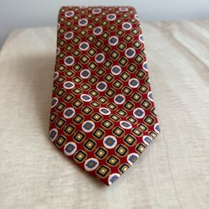 Geometric Patterned Silk Red Tie by Carlo Palazzi